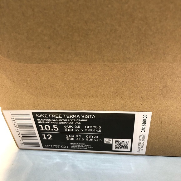 Nike Free Terra Vista Black Canvas Anthracite Orange CZ1757-001 Sz 10.5 Men New - Picture 10 of 16